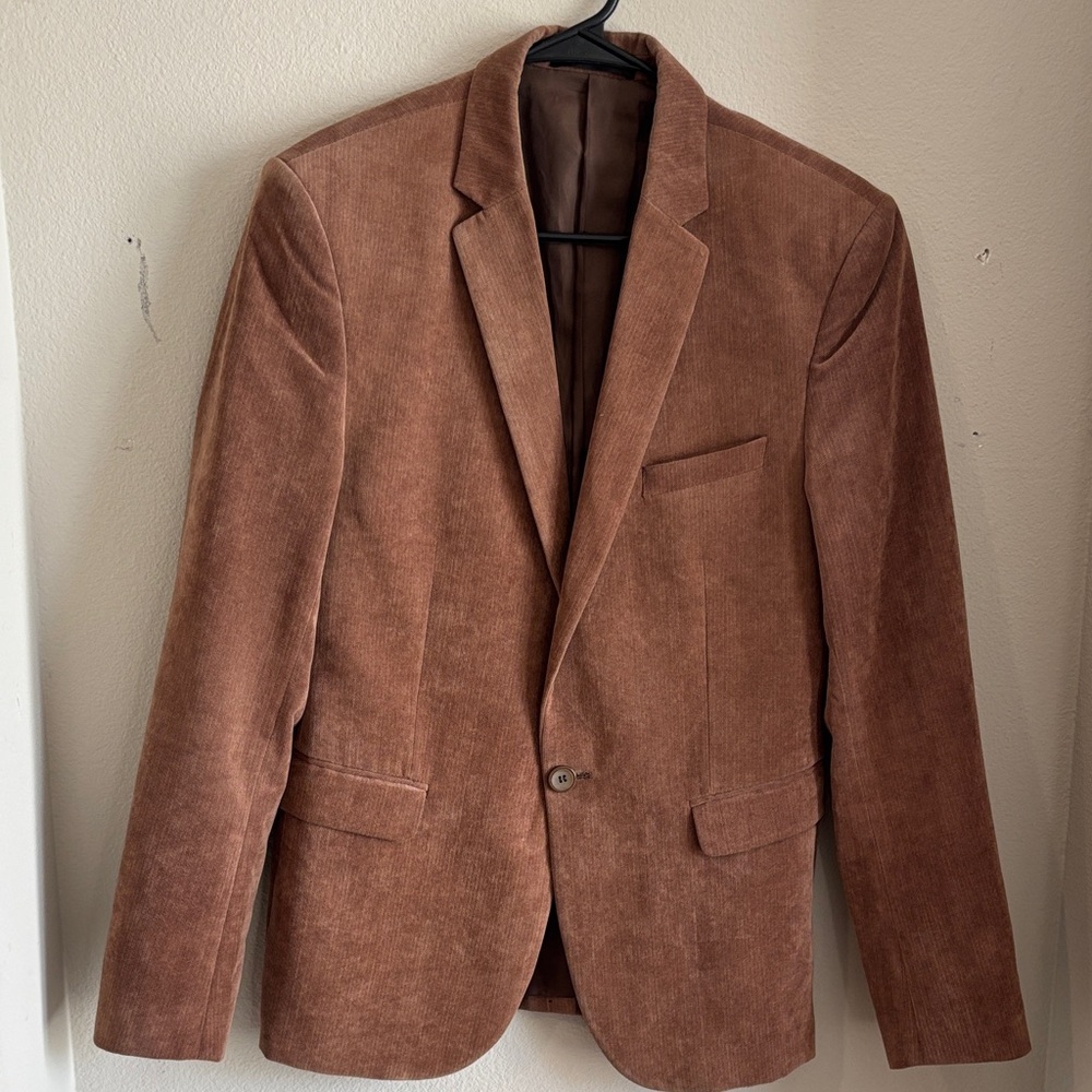36R Slim Fit Men's Tan Corduroy Blazer